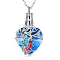 wholesale TOUPOP Heart Tree Of Life Urn Necklace For Ashes 925 Sterling Silver Heart Crystal Cremation Jewelry Memorial Christmas Gifts For Women Mom Wife -style_name:Cardinal