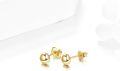 wholesale Gold Metal Round Ball Stud Earrings - Real Stones Gift for Her 6mm-0-4