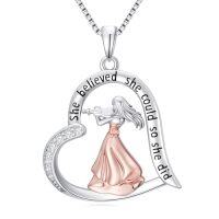 wholesale TOUPOP Ballet/violin/cello/flute/piano/saxophone/accordion/harp Necklace For Women 925 Sterling Silver Ballet Instrument Pendant Jewelry Music Lover Christmas Christmas Gifts For Women -style_name:Violinist