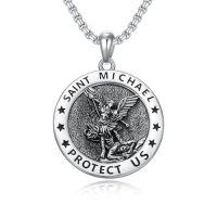 wholesale Saint Patron Necklace For Men Women 925 Sterling Silver Saint Pendant With Stainless Steel Chain St Medal Protection Necklace Catholic Religious Amulet Gifts For Him -style_name:A-St Michael Necklace A