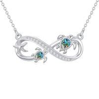 wholesale TOUPOP Sea Turtle/dolphin/whale/shark/seahorse Necklaces For Women 925 Sterling Silver Abalone Infinite Marine Animals Pendant Jewelry Marine Animals Lover Christmas Gifts For Women -style_name:Sea Turtle