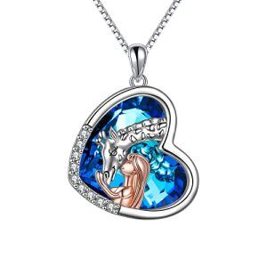 Style-3-Giraffe Necklace with Blue Heart Crystal