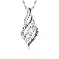 TOUPOP Sterling Silver Crystal I Love You Rose Flower Heart Necklace-color_name:Always My Mother Forever My Friend