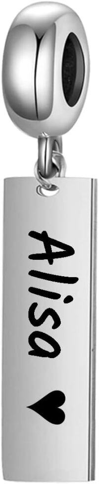 wholesale 925 Sterling Silver Name Bar Charm - Custom Engraved Initials, Symbols, Dates - Unique Personalized Gift for Women & Men-925 Sterling Silver-Silver Color