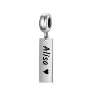 wholesale 925 Sterling Silver Charms Personalized Name Dangle Charm For Diy Bracelets Gifts-925 Sterling Silver-Silver Color