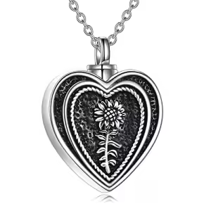 Sunflower Heart Ashes Necklace
