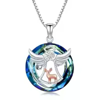 TOUPOP Sterling Silver Crystal Guardian Angel Necklace For Women-style_name:Reindeer