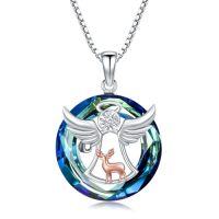 wholesale TOUPOP Guardian Angel Necklace For Women Sterling Silver Reindeer/heart/snowflake Pendant Necklace With Crystal Anniversary Birthday Jewelry Gifts For Mom Wife Girlfriend Sister -style_name:Reindeer