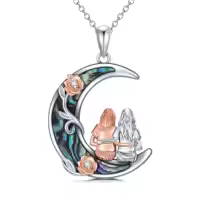 TOUPOP Sterling Silver Heart/Moon Pendant Always My Sister Forever My Friend-style_name:Abalone Shell