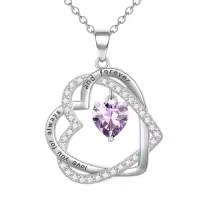 TOUPOP Sterling Silver Heart Birthstone Pendant Necklace Gift for Women-color_name:06-June-Alexandrite