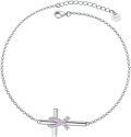 wholesale 925 Sterling Silver Cross Pink Ribbon Breast Cancer Awareness Bracelet for Women-0-0