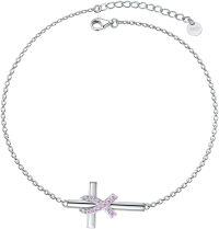 wholesale 925 Sterling Silver Cross Pink Ribbon Breast Cancer Awareness Bracelet for Women-Cross