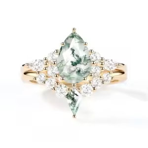 D Moss Agate Gold Ring
