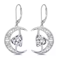 TOUPOP Sterling Silver Moonstone Celtic Moon And Star Earrings-color_name:04-April-Simulated Diamond
