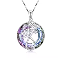 TOUPOP Sterling Silver Crystal Mother of 1-3 Kids Necklace-style_name:2-Mother of 3