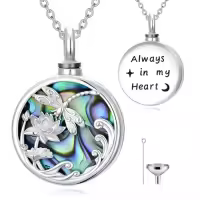 TOUPOP Sterling Silver Abalone Shell Urn Necklace For Ashes Memorial Jewelry-style_name:24-Dragonfly