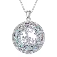 TOUPOP Sterling Silver Crystal Tree Of Life Necklace For Women-color_name:E-Mother and 5 Child-Purple Crystal