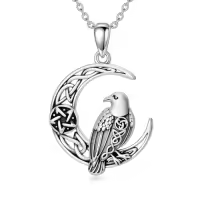 TOUPOP Sterling Silver Crystal Owl Raven Pendant Necklace-style_name:5-Raven Necklace