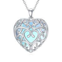 wholesale Abalone Lotus Necklace 925 Sterling Silver Lotus Flower Necklace Yoga Pendant Abalone Jewelry Christmas Gifts For Women -style_name:12-Moonstone