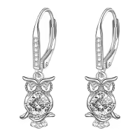 TOUPOP Sterling Silver Ruby Owl Stud Earrings For Women-color_name:B-04