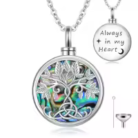 TOUPOP Sterling Silver Abalone Shell Urn Necklace For Ashes Memorial Jewelry-style_name:19-Tree of Life