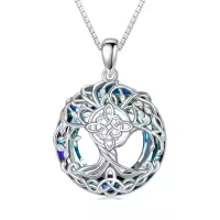 TOUPOP Sterling Silver Blue Crystal Celtic Tree Of Life Necklace Pendant-style_name:Witch Knot