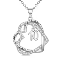 TOUPOP Sterling Silver Stone Heart Pendant Necklace Gifts For Her-style_name:10th