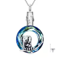 TOUPOP Sterling Silver Stone Cremation Urn Necklace For Women Ashes Keepsake-style_name:2-Elephant