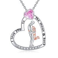 wholesale TOUPOP Daughter Christmas Gifts From Dad Daughter Necklace From Dad S925 Sterling Silver I Love You To The Moon And Back Heart Pendant Jewelry -style_name:Style-4-Father Daughter Necklace