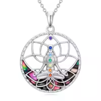 TOUPOP Sterling Silver Chakra Necklace with Stone Pendant for Women-style_name:Yoga