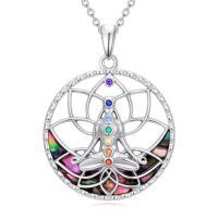 wholesale 7 Chakra Necklace 925 Sterling Silver Yoga/lotus/tree Of Life Chakra Pendant Necklaces Energy Balance For Women Christmas Gift Her -style_name:Yoga