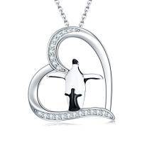 wholesale TOUPOP Sterling Silver Necklace Wolves/elephants/pandas/penguins Pendant Necklace For Mom Daughter -color_name:Silver