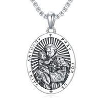 wholesale Saint Patron Necklace For Men Women 925 Sterling Silver Saint Pendant With Stainless Steel Chain St Medal Protection Necklace Catholic Religious Amulet Gifts For Him -style_name:K-St Anthony Necklace C
