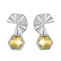 TOUPOP Sterling Silver Cubic Zirconia Stud Earrings For Women Gifts-style_name:Geometric Hexagon