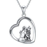 wholesale TOUPOP Wolf Jewelry - Sterling Silver Crystal Opal Howling Wolf Pendant Necklace For Women, Men, Mom, Friend Or Birthday -color_name:Style-8-Wolf with Woman