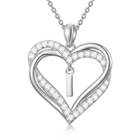 TOUPOP Sterling Silver Heart I Initial Letter Pendant Necklace for Women Jewelry Christmas Valentine Mothers Day Birthday Gifts for Women Her Wife Girlfriend Mom-style_name:Heart Initial I