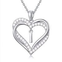 wholesale TOUPOP Heart Initial Necklace 925 Sterling Silver Initial A-z Letter Pendant Necklace Double Heart Jewelry Anniversary Birthday Christmas Gifts For Women Her Wife Girlfriend -style_name:Heart Initial I