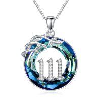 wholesale TOUPOP Angel Number Necklace For Women White Gold Plated 925 Sterling Silve Numerology Jewelry With Crystal Birthday Christmas Wedding Gifts For Mom Wife Girlfriend Sister Friend -style_name:111