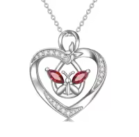 TOUPOP Sterling Silver Butterfly Pendant Necklace with Crystal Gifts-style_name:02-Butterfly