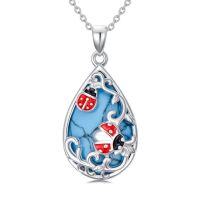 wholesale Butterlfy/dragonfly/bee/hummingbird/ladybug Necklace For Women Sterling Silver Turquoise Pendant Necklace Jewelry Christmas Gifts For Women -style_name:Ladybug