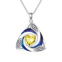 wholesale TOUPOP Celtic Birthstone Necklace For Women 925 Sterling Silver Trinity Knot Crystal Pendant Irish Jewelry Anniversary Birthday Gifts For Her Wife Girlfriend Mom Daughter -color_name:11-Nov. - Citrine