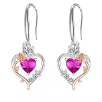 TOUPOP Sterling Silver Rose Quartz Butterfly Earrings Love Jewelry Gifts For Women-color_name:10-October-Pink Tourmaline