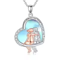 TOUPOP Sterling Silver & Stone Sisters Necklace, Forever My Friend Gift-style_name:1-Gifts for Sister from Brother Moonstone