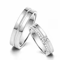 TOUPOP Sterling Silver Moissanite Couples Rings Wedding Band Sets-style_name:I Moissanite Wedding Ring Set
