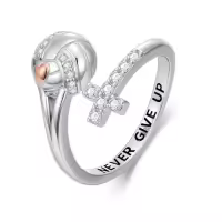 TOUPOP Sterling Silver Crystal Christmas Birthday Gifts For Sports Fans Rings-style_name:Volleyball Ring