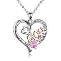 wholesale Christmas Gifts For Mom S925 Sterling Silver Birthstone Pendant I Love You Forever Mom Jewelry Gifts For Women,18+2 Inch -style_name:10-October Birthstone