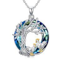 wholesale TOUPOP Tree Of Life Chicken/duck/goose Necklace 925 Sterling Silver Crystal Jewelry Gifts For Women -style_name:2 Chicken