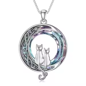 2 Cats(Silver and Silver)-Purple Crystal-02-D