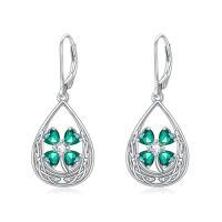 wholesale TOUPOP St Patricks Day Gifts Shamrock Earrings 925 Sterling Silver Irish Celtic Earrings Luck Clover Jewelry For Women -style_name:Teardrop