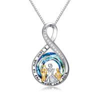 wholesale TOUPOP Gifts For Mom Mother Daughter Son Necklace Sterling Silver Family Pendant Jewelry For Women I Love You To The Moon And Back Birthday Gifts For Her -style_name:2-Mother and 2 Son